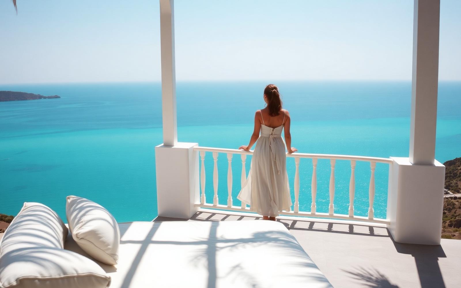 Editorial creator photograph on a sunlit coastal terrace